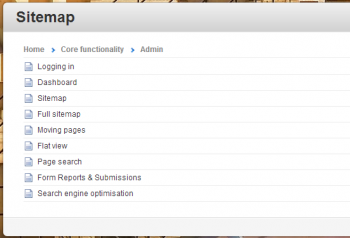 Sitemap - flat view